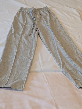 Women's S Light Gray Wide Leg Drawstring Sweatpants